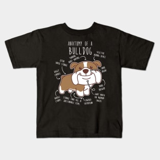 English Bulldog Chocolate and White Dog Anatomy Kids T-Shirt